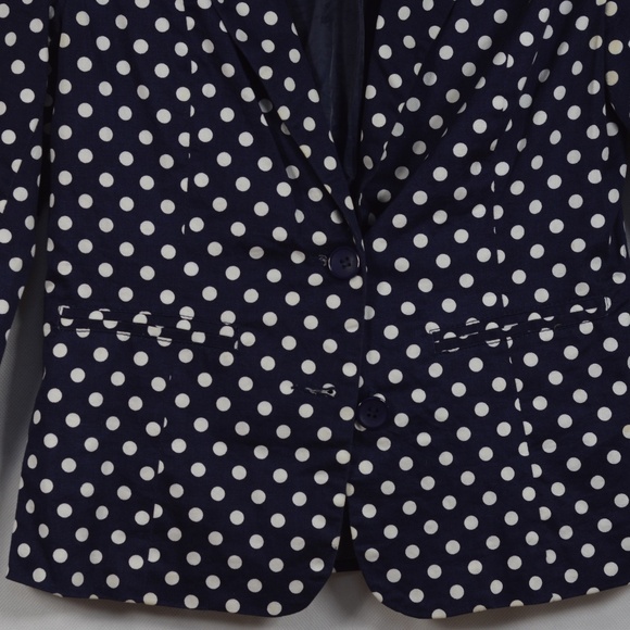 Blue/White Polka Dot blazer SZ S/P Parisian - Picture 5 of 7